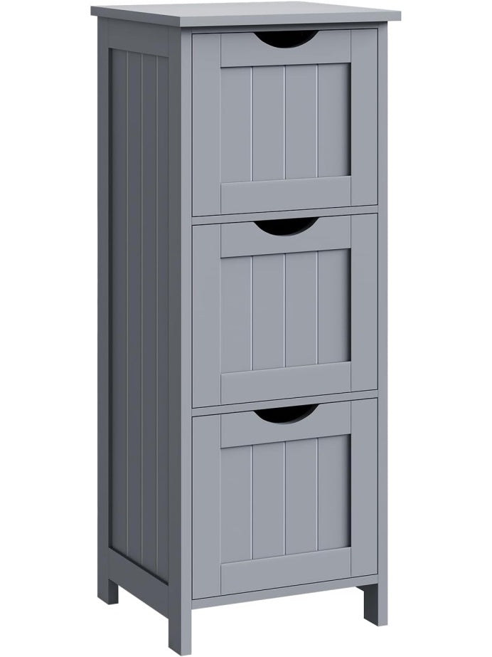 Szafka lazienkowa z 3 szufladami, nowoczesny mebel do przechowywania, do lazienki, kuchni, jadalni i salonu, szara, 32 30 81 cm